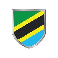 bandera de tanzania con marco de escudo de metal vector