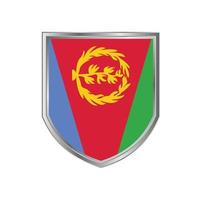 Flag Of Eritrea with metal shield frame vector