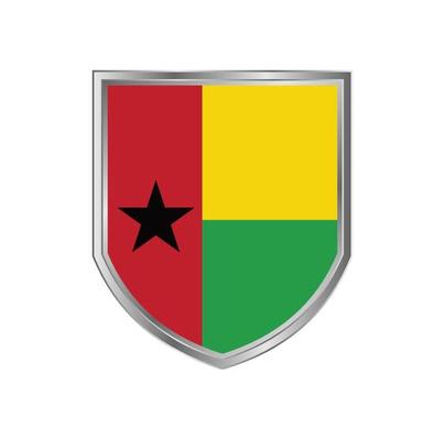 Flag Of Guinea Bissau with metal shield frame