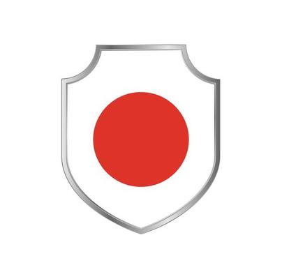 Flag of Japan with metal shield frame