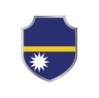 bandera de nauru con marco de escudo de metal vector