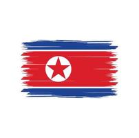 North Korea flag vector with watercolor brush style