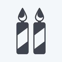 Icono de dos velas en estilo moderno glifo aislado sobre fondo azul suave vector
