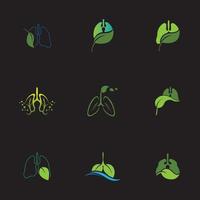 Green Lungs vector logo illustration design template,This logo with leaf.