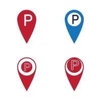 Plantilla de diseño de ilustración de icono de vector de pin de ubicación de estacionamiento