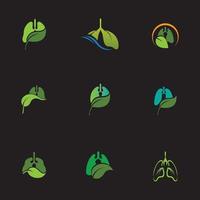 Green Lungs vector logo illustration design template,This logo with leaf.