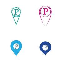 Parking location pin vector icon illustration design template