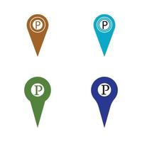 Parking location pin vector icon illustration design template