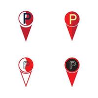 Parking location pin vector icon illustration design template