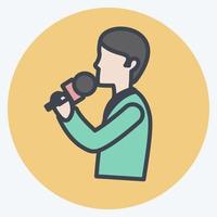 Singing Icon in trendy color mate style isolated on soft blue background vector