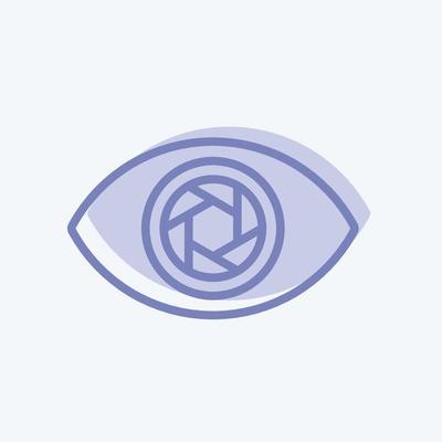 Eye Icon in trendy two tone style isolated on soft blue background