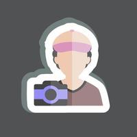 Taking picture Sticker in trendy isolated on black background vector