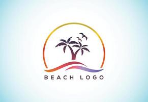 Simple modern Unique tropical beach logo design vector