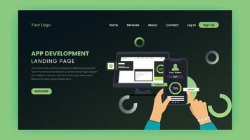 Your app developer landing page template vector