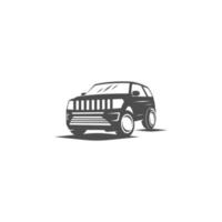 Modern suv logo template, offroader car stylized vector silhouette.