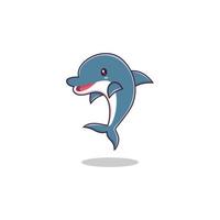 Cute cartoon dolphin. Vector illustration.