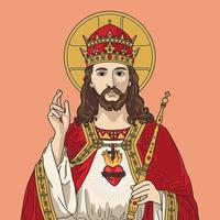 Jesus Christ King of the Universe Colored Vector Illustration