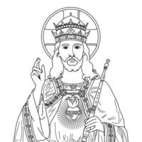 Jesus Christ King of the Universe Vector Illustration Monochrome Outline