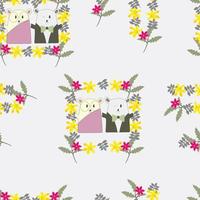 beautiful seamless pattern of doodle flower frame vector