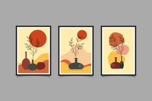 Boho contemporary wall art set design vector