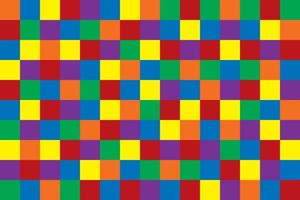 patrón de bloque abstracto con forma cuadrada geométrica.Muchas líneas de color con colores primarios son azul, rojo, amarillo. los colores secundarios son violeta, naranja, verde. ilustración vectorial. vector