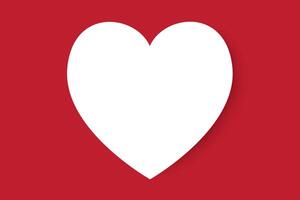 Valentine card, white heart on red background. Vector illustration.