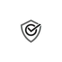 Shield and Check Mark logo or icon design vector