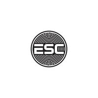Letter ESC and Circuit Board logo design vector
