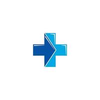 Medical Cross and Arrow logo or icon design vector