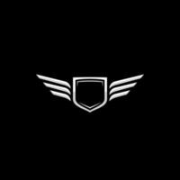 Shield and Wings logo or icon design vector