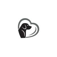 diseño de logotipo o icono de perro y corazón vector