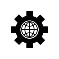 global setting. cog wheel with globe icon vector