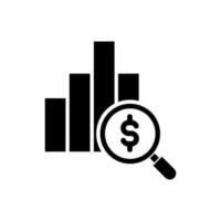 graph chart with magnifying glass icon vector