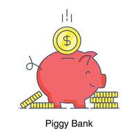 Piggy bank in flat style savings or accumulation of money vector