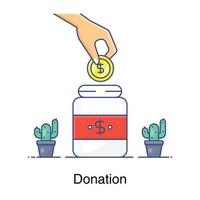 Hand giving dollar coin icon of donation vector