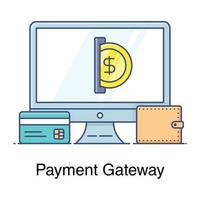 Dollar inside monitor payment gateway in modern style vector