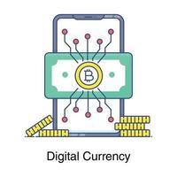 Bitcoin inside mobile phone icon of digital currency vector