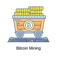 diseño de moda del icono de carro de minería de bitcoin vector