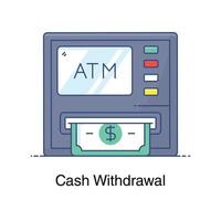 Cash withdrawal icon in editable flat design vector