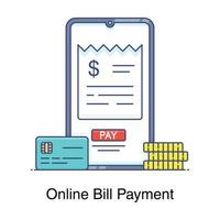 Online bill payment icon in flat design e commerce concept vector