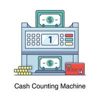 A cash counting machine icon in flat style vector