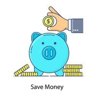 Trendy flat icon of save money savings vector