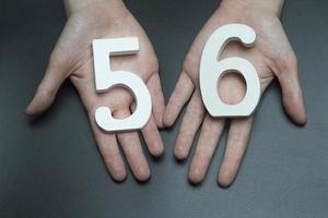 To female hands the number fifty-six. photo