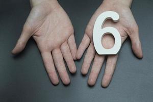 To female hands the number six. photo