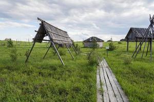 Old small wooden house in the village. photo