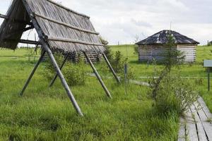 Old small wooden house in the village. photo