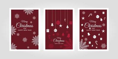 conjunto de tres tarjetas feliz navidad y próspero año nuevo. vector