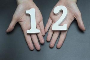 To female hands the number twelve. photo