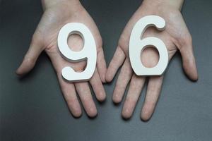 To female hands the figure of ninety-six. photo