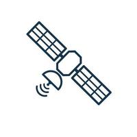 icono de satélite único. navegación satelital. vector plano sobre un fondo blanco.